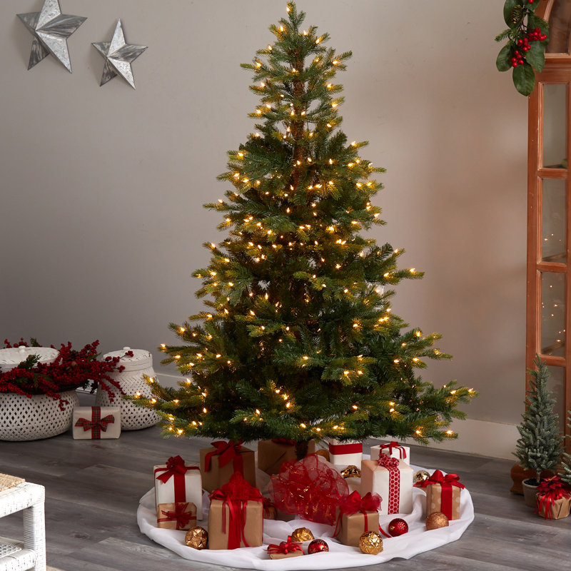 Lighted Artificial Spruce Christmas Tree, 7' H