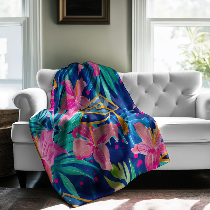 Motif de balise maritime - 1 pièce Sherpa Premium, L 50 po x L 60 po, Motifs d'école de style BCBG