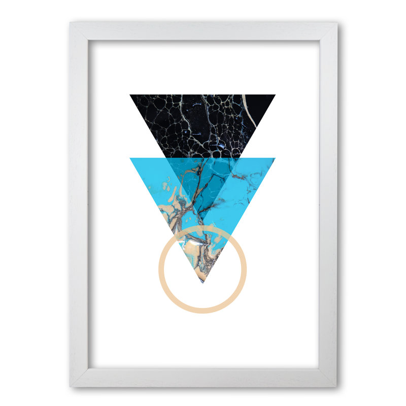 Blue Sand Abstract Triangles - Print, 30 cm H x 21 cm W x 5 cm D, White Grain Frame