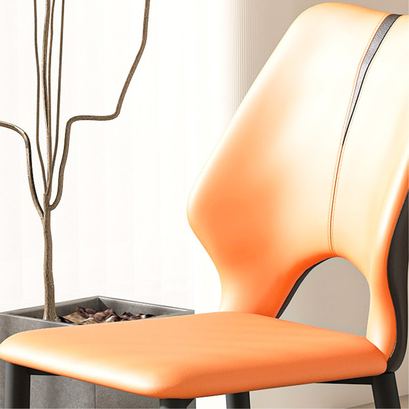 Ensemble de 2 chaises de salle à manger, chaises de maison de conception moderne, chaises de salle à manger en cuir de polyuréthane pour la salle à manger de cuisine - orange et brun