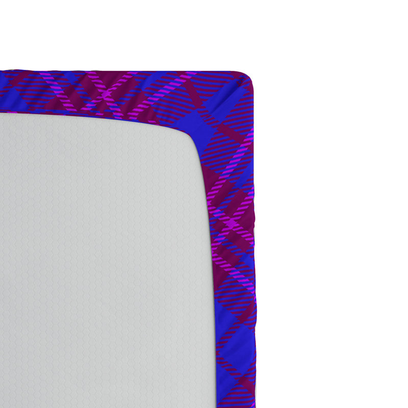 Microfiber Fitted Sheet, Full Fitted Sheet, Purple/Blue Plaid 1