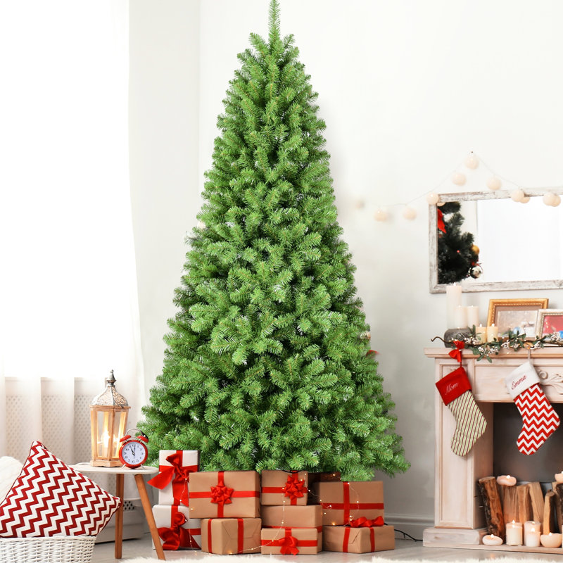 Arbre de Noël de 7,5 pi avec 1200 pointes, arbre artificiel à charnières, branches en fil de mémoire, installation rapide pour les fêtes intérieures, installation facile, décor festif