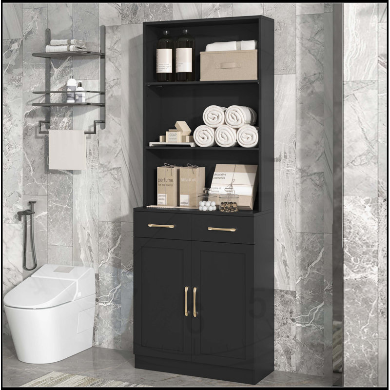 Armoire de rangement polyvalente avec plusieurs compartiments et fabrication robuste, Noir, noir, noir, noir