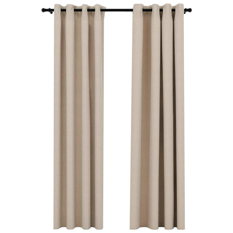 Chaarvi Blackout Curtain Pair, Beige, 140cm Width x 245cm Drop