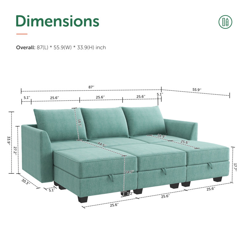 Canapé modulaire réversible en U, Polyester bleu