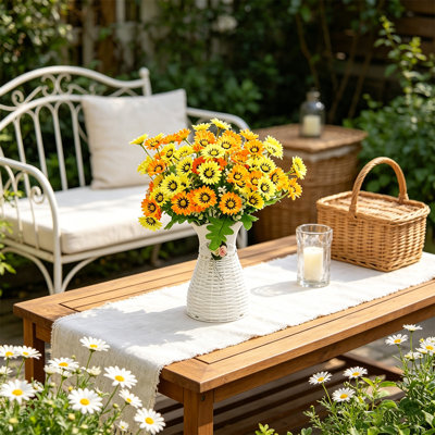 Marguerites artificielles lilas, fleurs artificielles orange, 12 pièces de fleurs printemps-été pour jardin extérieur, fleurs artificielles de 12 po pour la maison