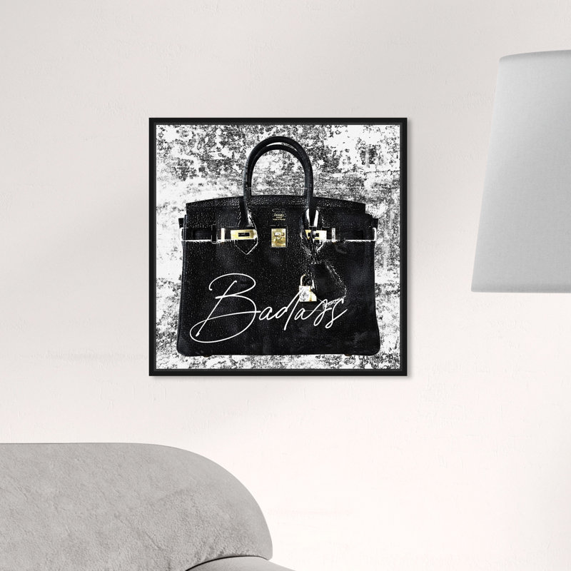 " Super Birkin Women Handbags ", 24" H x 24" W, Black Framed