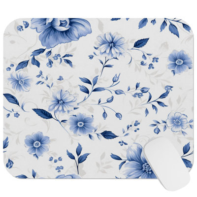 Floral Dreaming of Blue Flowers VIII Gaming Cute Office Laptop Desk Pad Gift Mat Square Rectangle Non-Slip Mousepad
