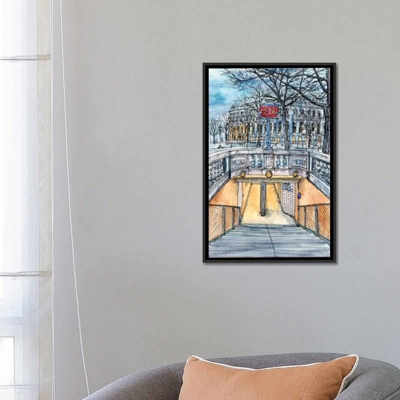 « city scene vi », reproduction d’impression sur toile, H 26 po x l 18 po x P 1,5 po, Toile avec cadre noir, Pas de tapis