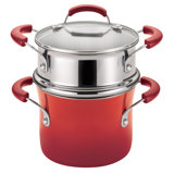 Rachael Ray Classic Brights 3 qt. Hard Enamel Nonstick Saucepot and Steamer Insert Set with Lid