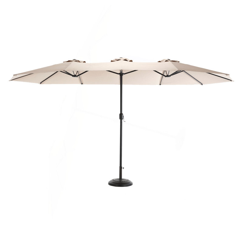 Grand parasol d'extérieur double face 14,8 pi avec manivelle (sans base), Kaki