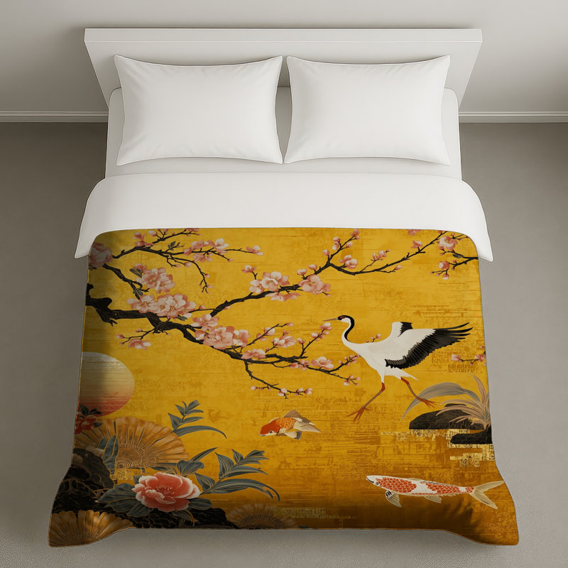 Housse de couette Cherry Blossom Crane Koi, King