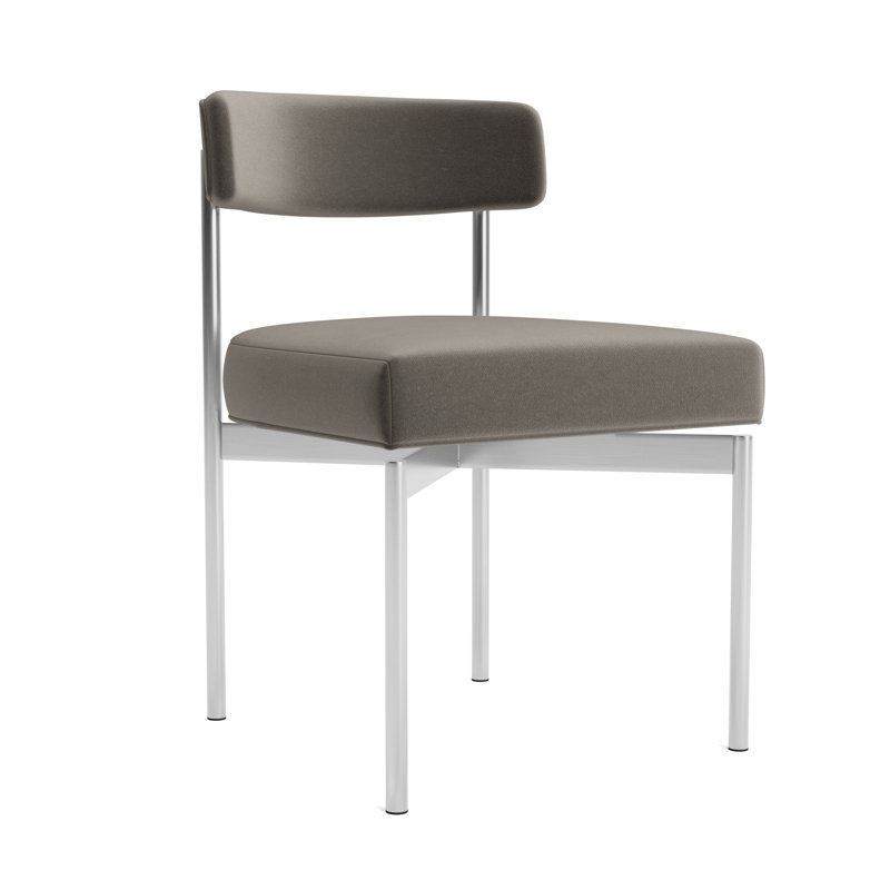 Remy Upholstered Dining Chair, Performance Velvet - Graphite, Brushed Stainless Steel