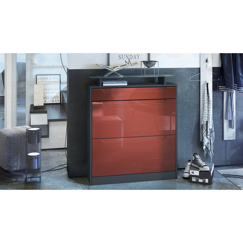 16 Pair Shoe Storage Cabinet, Bordeaux