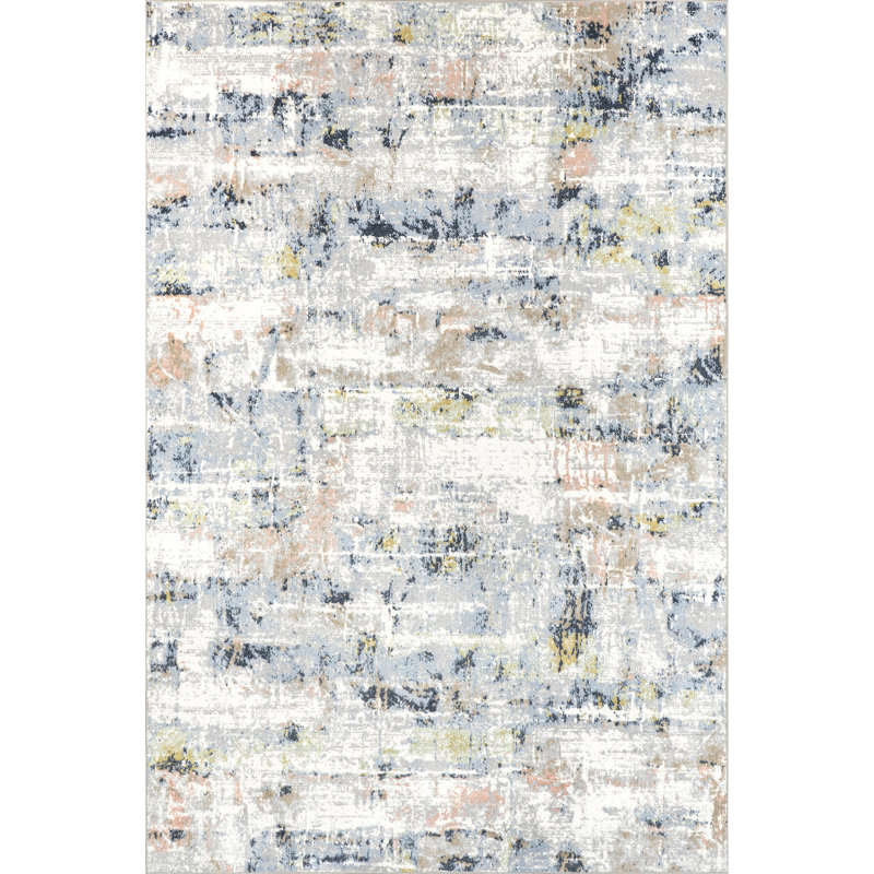 Aaliyah SpinClean Casual Abstract Machine Washable Area Rug, Round 6'