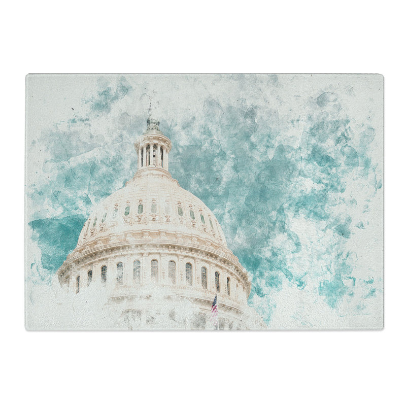 Tempered Glass Capitol Hill White House Chopping Board, 28.5 cm x 39 cm