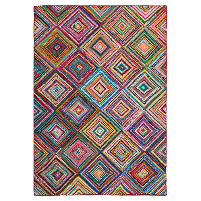 Maureen Geometric Cotton Hand Woven Area Rug, Rectangle 152 x 244 cm