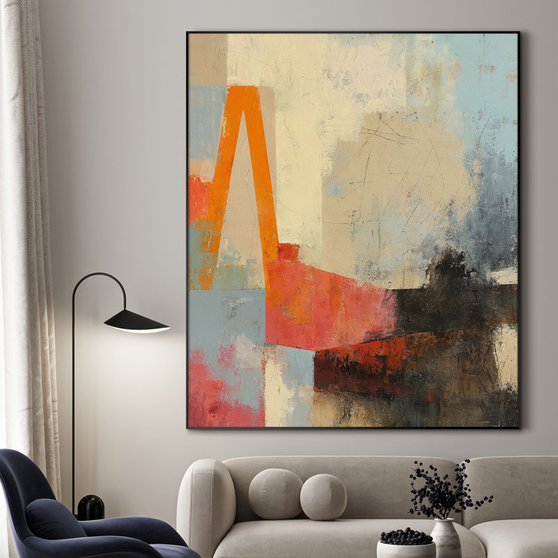 Extra Large Wall Art Fabric Print - Abstract Modern Artwork Artwork Decor for Living Room or Bedroom - "Frame Assembly Required (Unfinished Frame)"