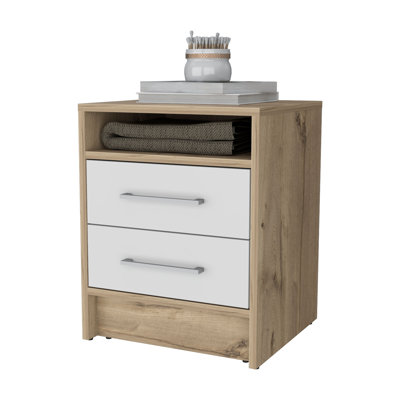 Nightstand, Two Drawers, Concealed Shelf