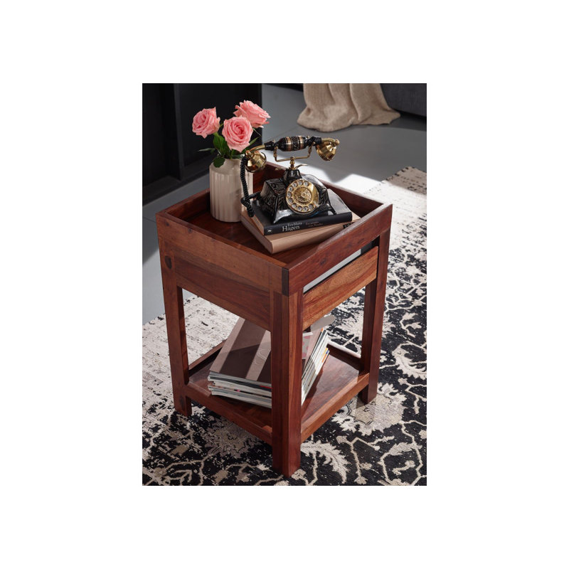 Sydney Solid Wood End Table, Unique noble