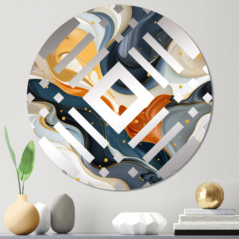 Miroir décoratif à motif de marbre rétro Revival, 31,4 po x 31,4 po