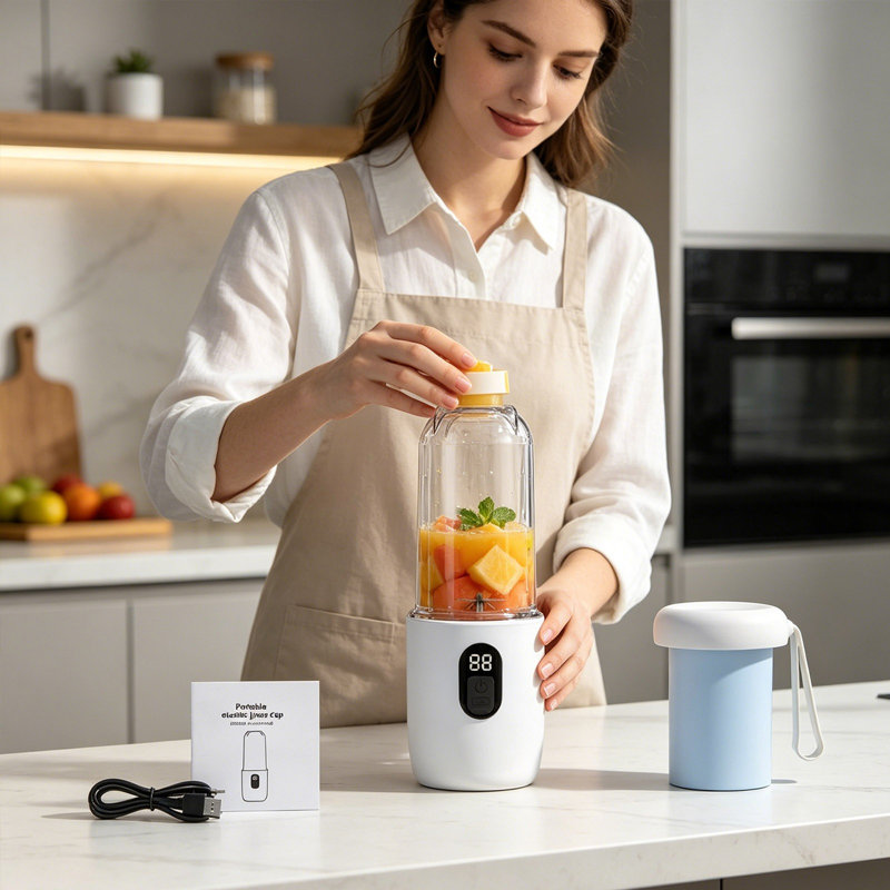 Home Wireless Fully Automatic  Portable Juicer, White