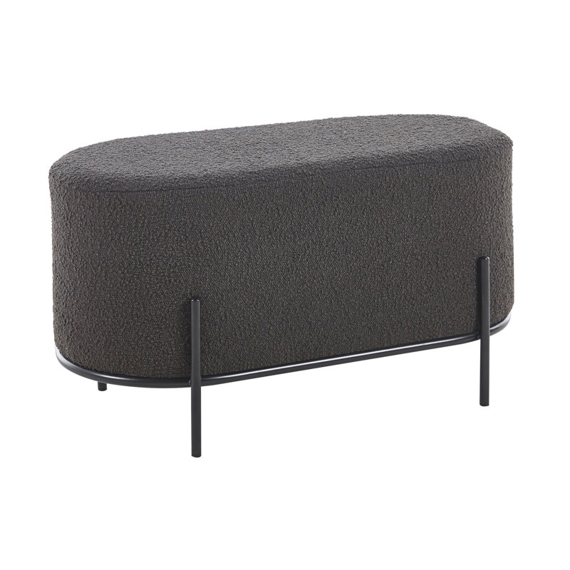 Ajmail 80cm Wide Oval Footstool Ottoman, Anthracite