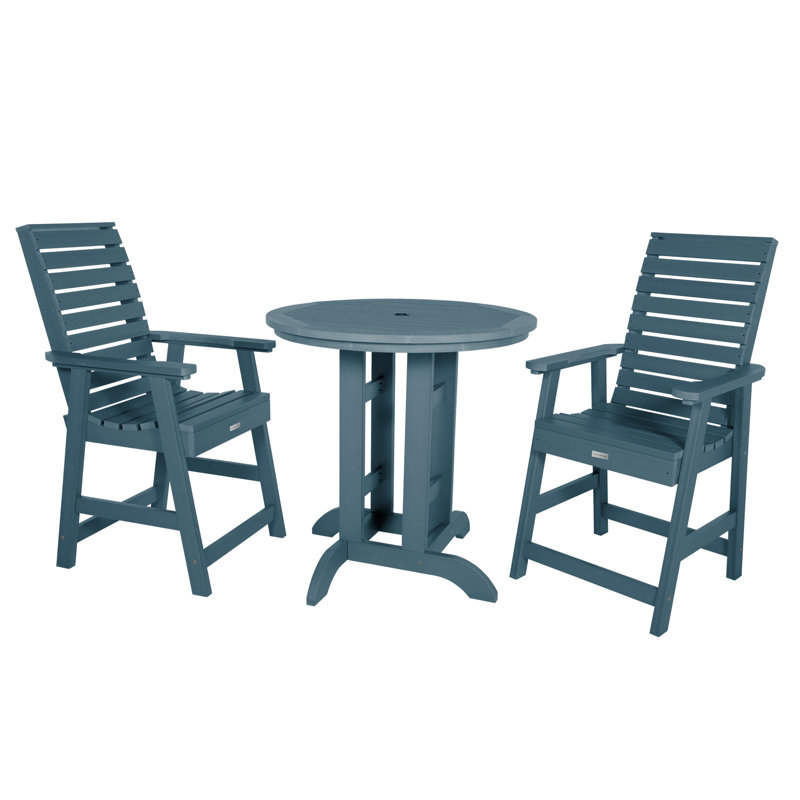 Machado 2-Person 36" Round, Counter-Height Dining Set, Nantucket Blue