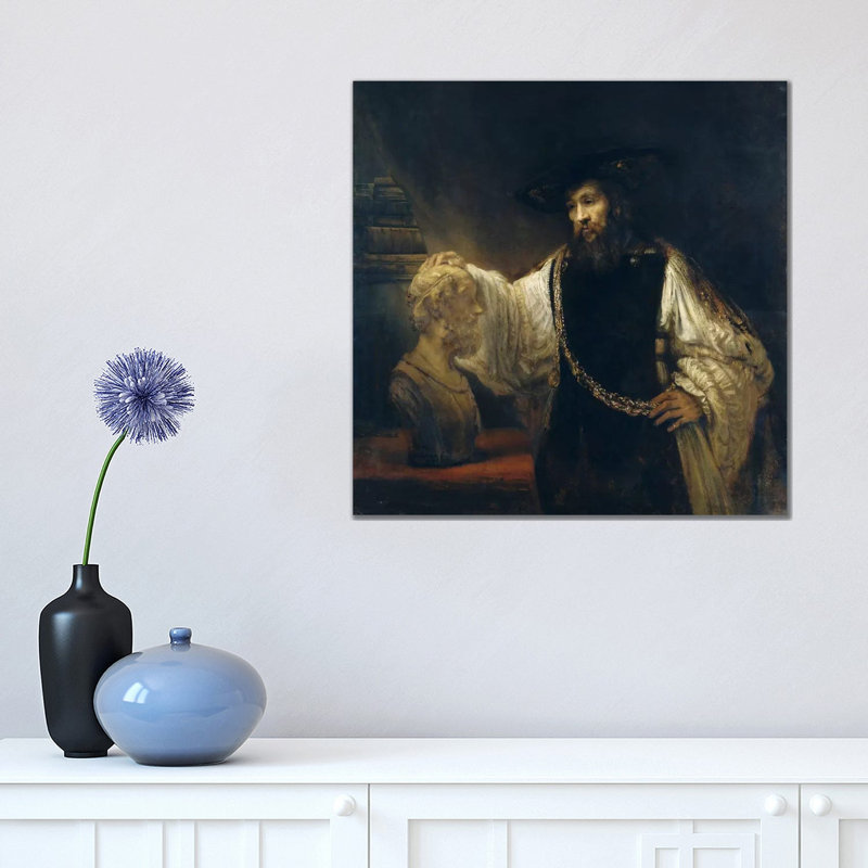 Aristotle Comtemplating The Bust Of Homer Or Aristotle With A Bust Of Homer by Rembrandt Van Rijn - Wrapped Canvas Print
