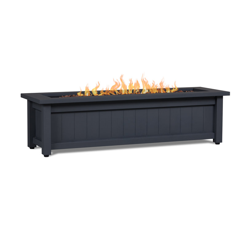 Gray 50" Steel Rectangle Propane Fire Pit Table