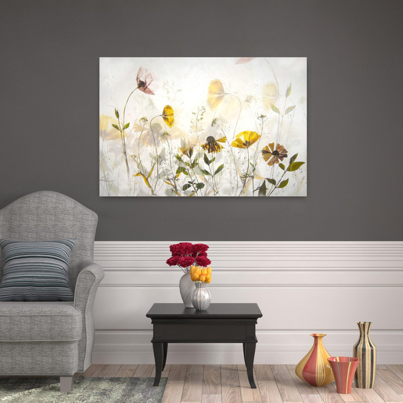 Art contemporain, art floral abstrait, H 48 po x l 32 po
