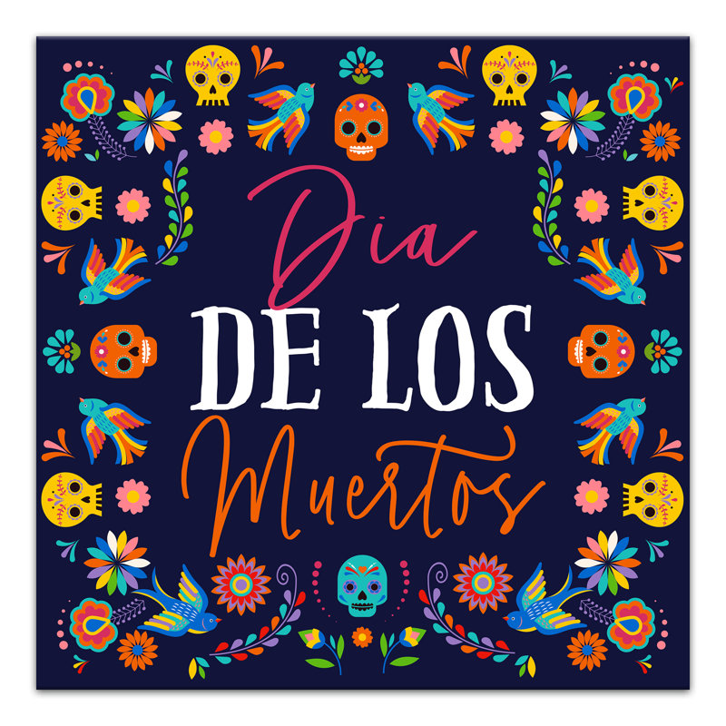 «Dia De Los Muertos Skull Border», reproduction sur toile sans cadre