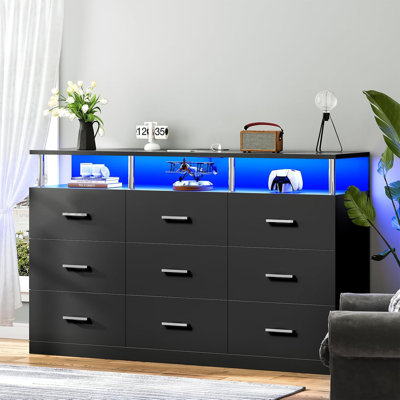 9 Drawers Dresser Black