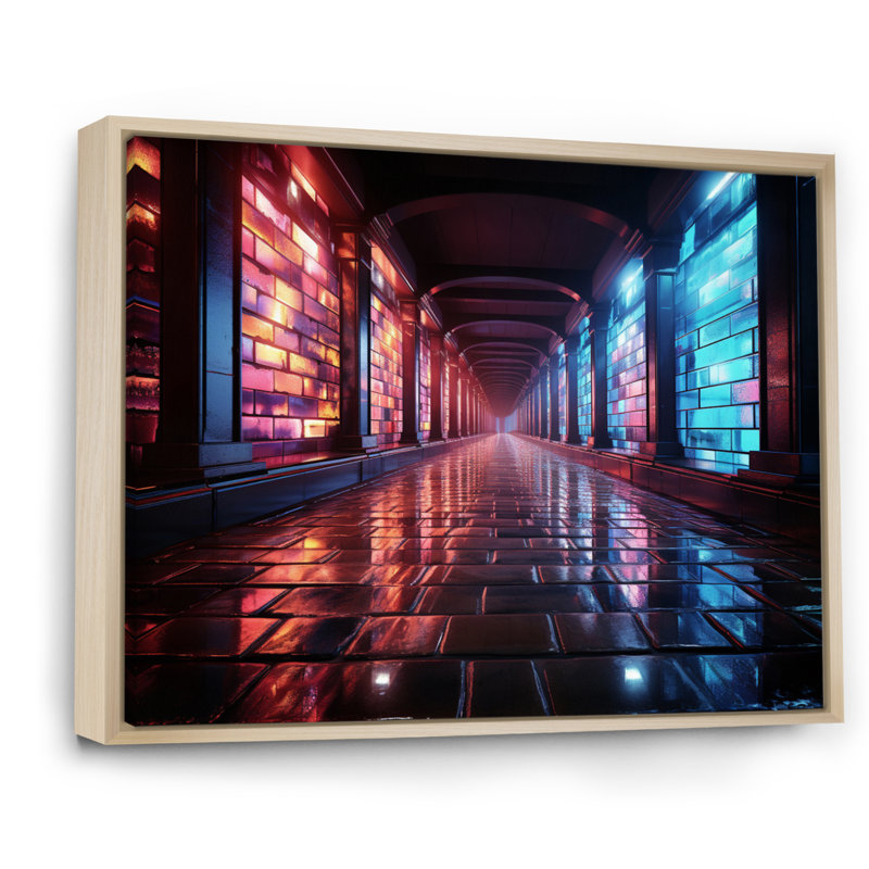Bleu et mauve, Urban Symphony Contr contrast I - Tunnels, art mural, H 12 po x l 20 po x P 1 po, Cadre naturel flottant