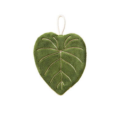Cute Leaf Shaped Hanging Kitchen Towel With Loop, Multi Functional Absorbent Hand Towel For Bath Kitchen, 9.4x8.7in Multicolor