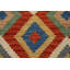 Tapis orange / rouille géométrique en laine tissé à plat à la main et rectangulaire 6 pi 7 po x 9 pi 5 po