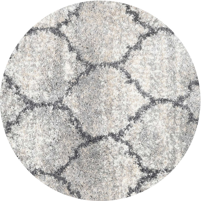 Tapis zone gris clair contemporaine, Rond 8 pi