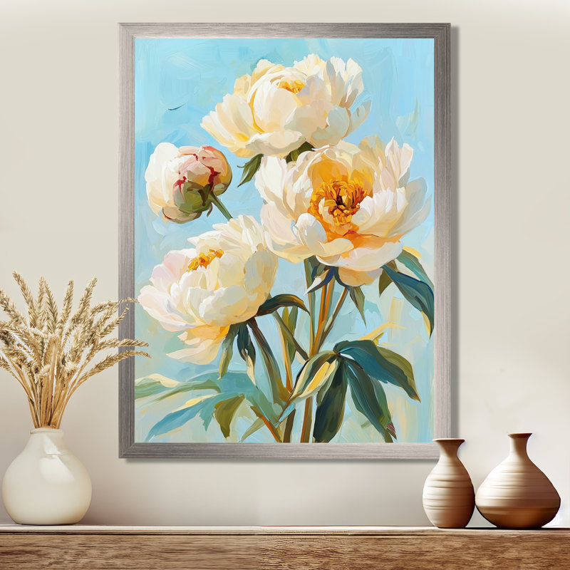 Bradcliff - art mural floral, Argent argent, H 40 po x l 30 po, Reproduction encadrée d'une seule photo
