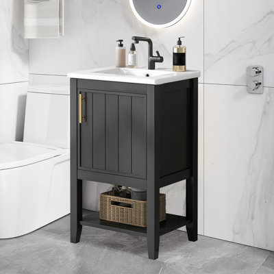 Meuble-lavabo de 20 po avec lavabo, support de rangement et tablette ouverte