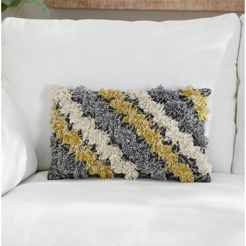 Fringed Cotton Throw Pillow