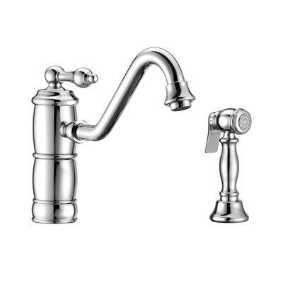 Whitehaus Collection Single Lever Faucet with Traditional Swivel Spout and Solid Brass Side Spray