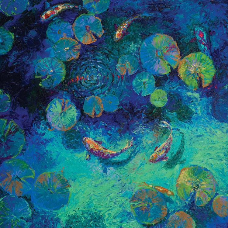 « taïwan blue » par iris scott, H 12 po x l 12 po x P 0,75 po, Toile