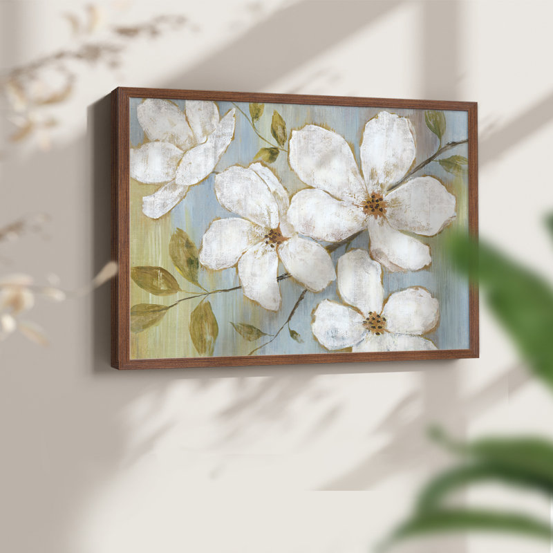 White Blossoms -Framed Print - Restickable, Walnut, 16" H x 20" W