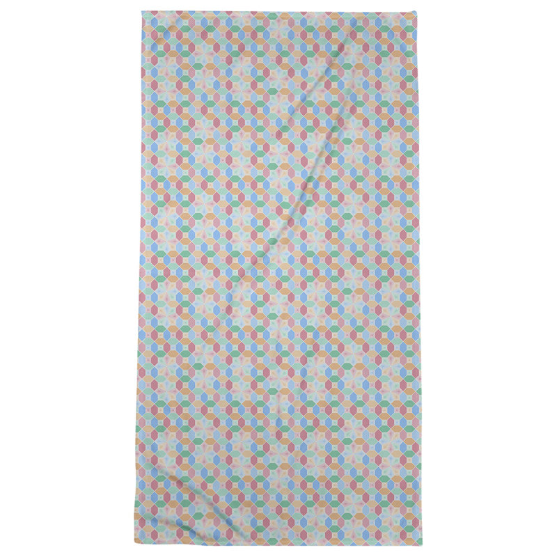 Katelyn Elizabeth Cotton Blend Beach Towel, Blue/Pink/Orange