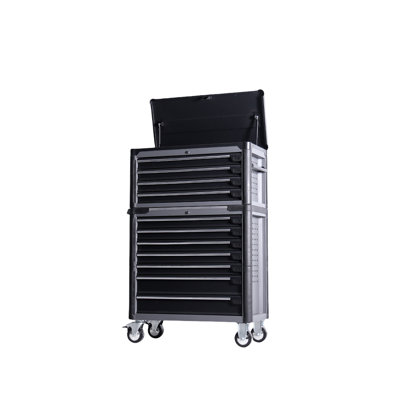 Black Multifunctional Tool Trolley Set With Wheels 38.9'' W Steel Combination Set with Wheels