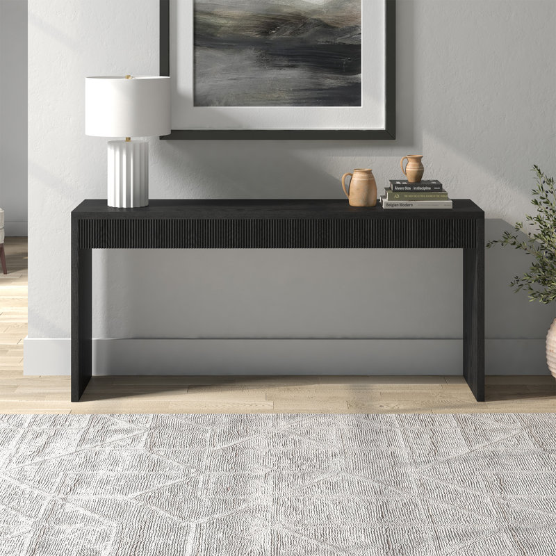 Lawrence Fluted Console Table, Black Grain, 29.5" H x 64" W x 15" D