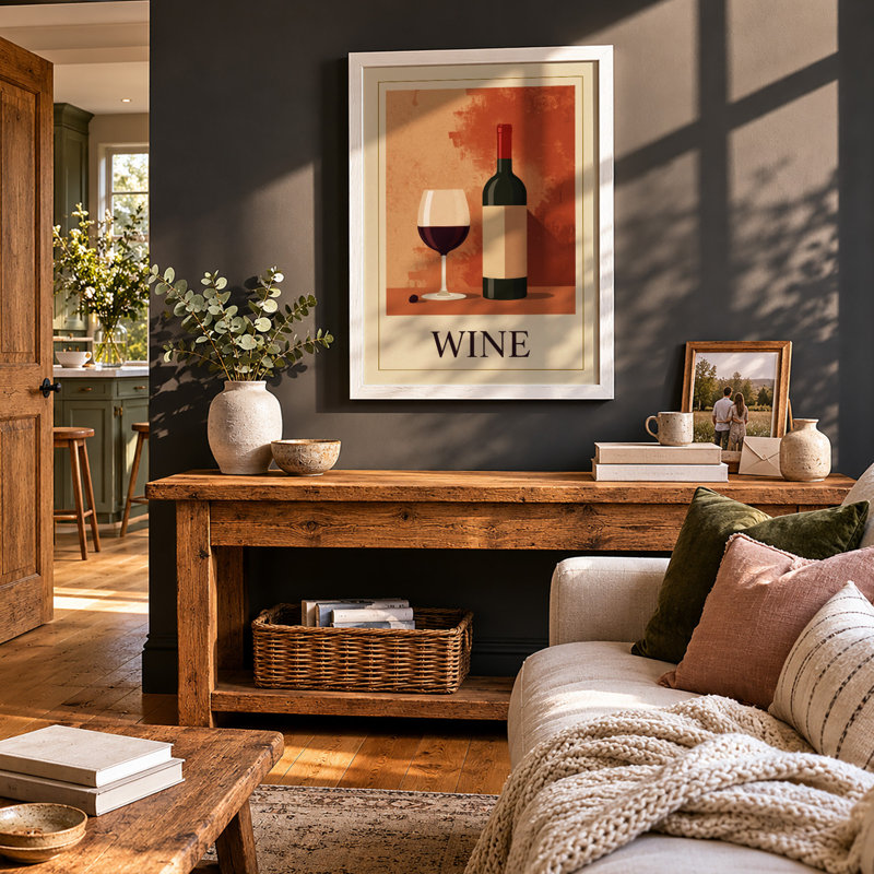 Wine Pour Vintage - Print, A3 - 42.0 x 29.7 cm, White