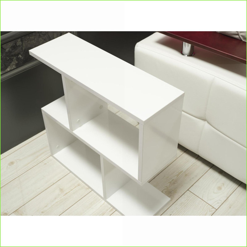 Table de bout | Chaise étroite moderne à 4 tablettes Modern Minimalist | 23 po Skinny | Blanc neige | Bois massif