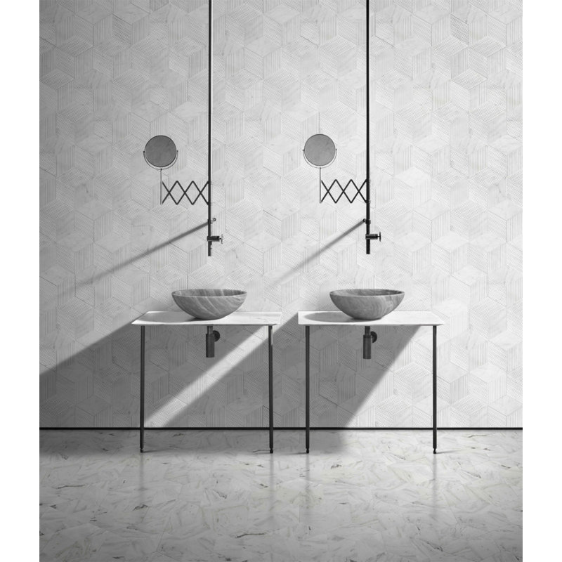 Lavabo vasque en marbre gris naturel, surface semi-polie, pierre naturelle, marbre véritable, marbre véritable