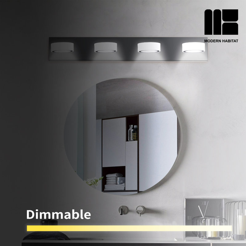 Black Metal 4-Light Dimmable LED Vanity Fixture